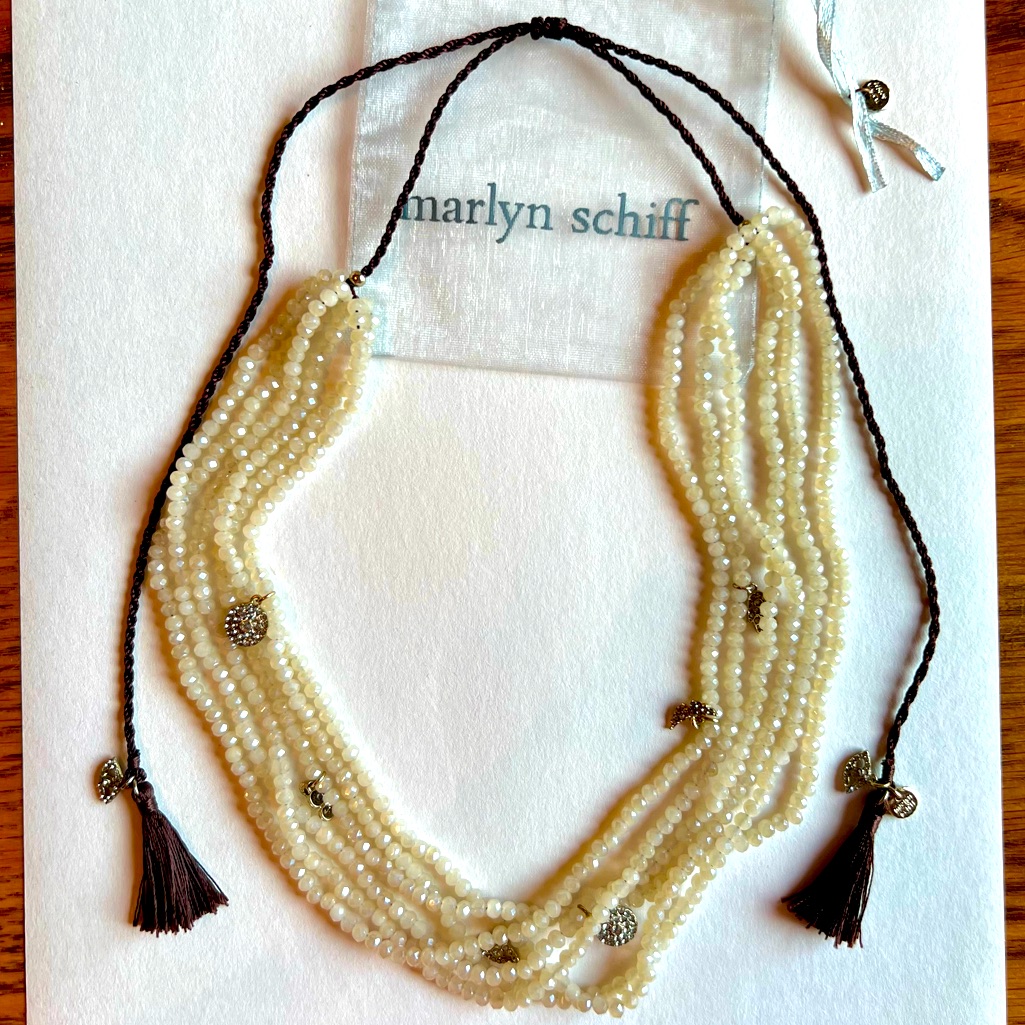 Marlyn Schiff Multi Layer Beaded Charm Hamsa Necklace